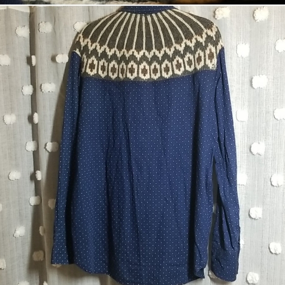 Free People Button Down Blue Aztec Shirt - Picture 5 of 9